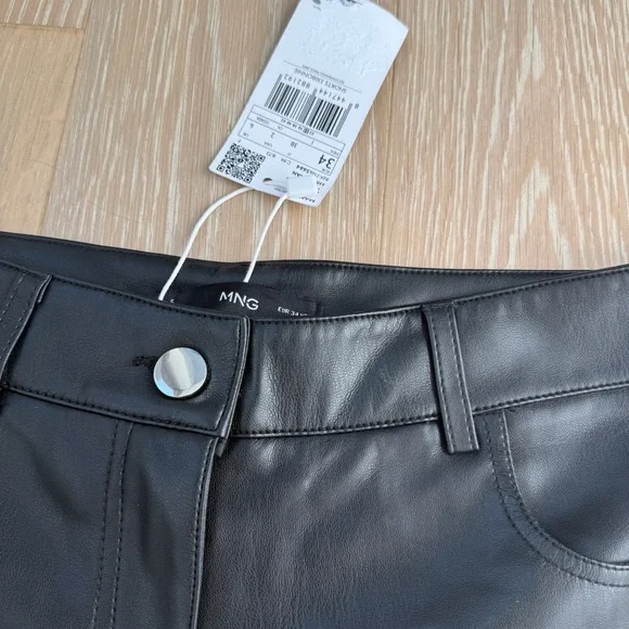 Mango Leather Effect Shorts New with Tags micro short $70 est retail size 2 - Picture 5 of 8